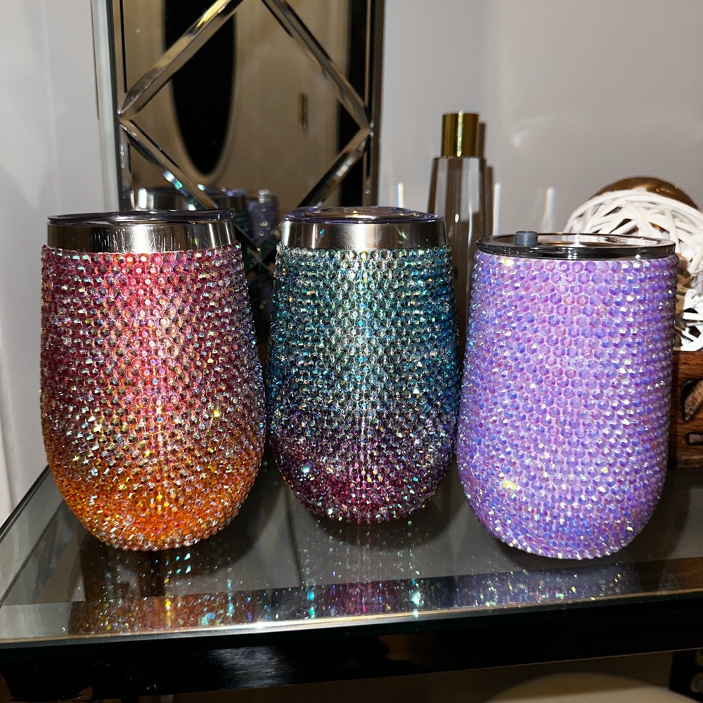 Custom Made Wine Rhinestone Tumbler Cups 🔥